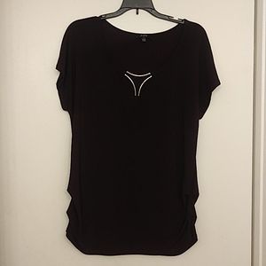 Purple blouse w/ gold detail & cascading sides